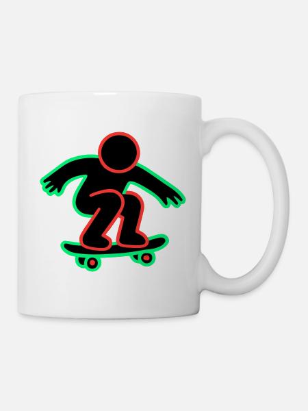 Neon Skateboarder Linienkunst - Tasse - Weiß
