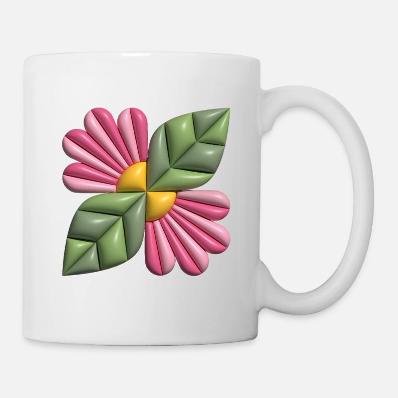 3d-Blumenquadrat - Tasse - Weiß