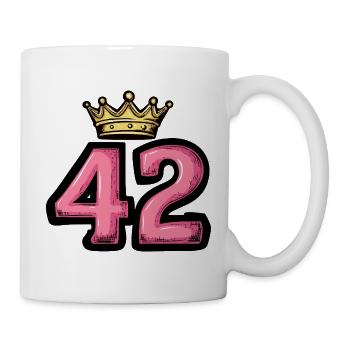 42 Zahl Krone - Tasse - Weiß - Rechts