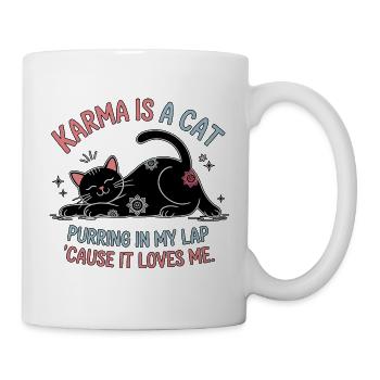 Karma is a Cat – Peaceful Cat Design - Mug - white - Right