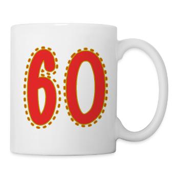 60. 60 JAHRE. 60-JÄHRIGES JUBILÄUM. 60. GEBURTSTAG. - Tasse - Weiß - Rechts