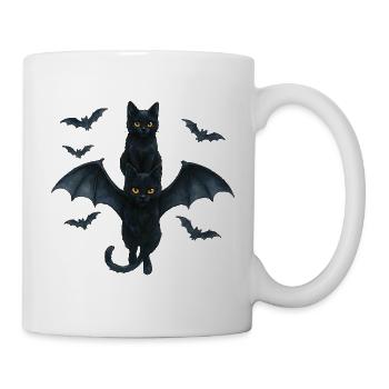 Black Cats with Bat Wings Halloween - Mug - white - Right