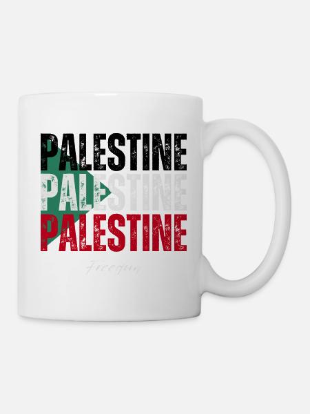 Bandera Palestina, orgullo palestino - Kop/krus - hvid