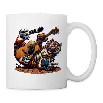 Funny Tiger avec guitare acoustique Musique rock - Mug blanc - blanc - Droite