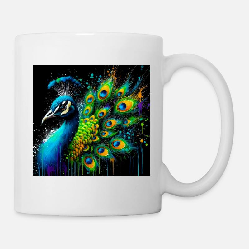Pfau - Tasse - Weiß