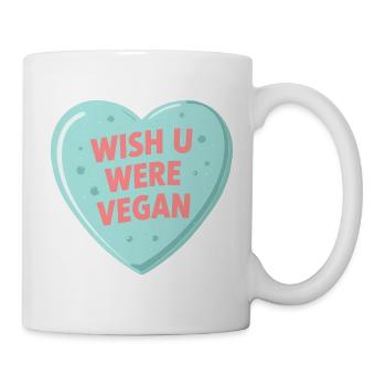 Blue Anime Bubble Heart – Wish U Were Vegan - Mug - white - Right
