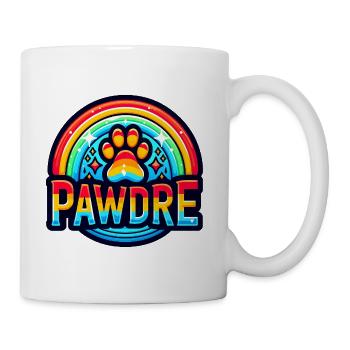 Regenbogen Pfotenabdruck, Papa Hund Liebhaber - Tasse - Weiß - Rechts