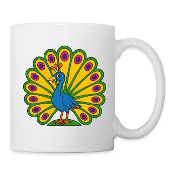 Lebendiger Pfauenfächer - Tasse - Weiß - Rechts