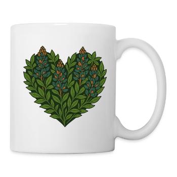 Botanisches Herz Blätter Motiv - Tasse - Weiß - Rechts