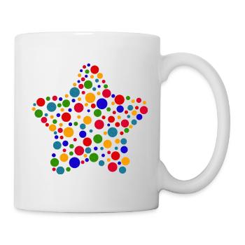 Spotty Star T-Shirt | Colourful Dots Graphic  - Mug - white - Right