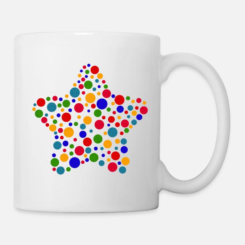Fleckiger Stern T-Shirt | Bunte Punkte Grafik - Tasse - Weiß