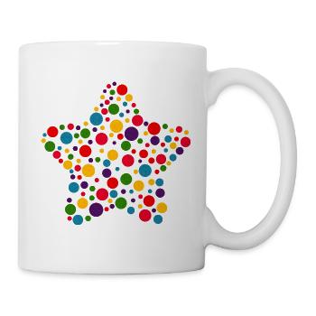 Spotty Star T-Shirt | Colourful Dots Graphic Tee - Mug - white - Right