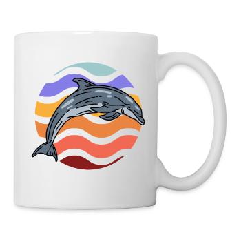 Dolphin in wave pattern - Mug - white - Right
