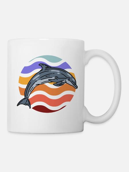 Delfin im Wellenmuster - Tasse - Weiß