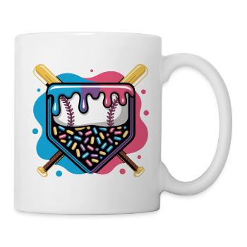 Baseball Home Plate Donut Mit Streuseln - Tasse - Weiß - Rechts