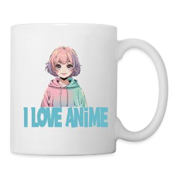 I LOVE ANIME Kawaii Manga Girl Pastel Otaku - Mug - white - Right