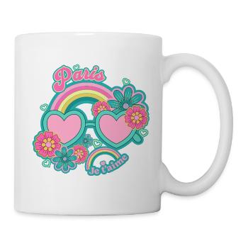 Paris Regenbogen Rosé Herzen - Tasse - Weiß - Rechts