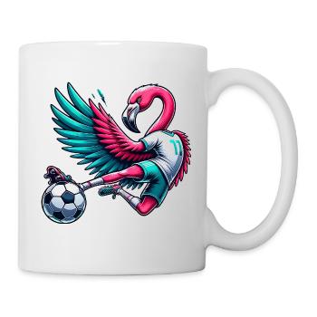 Flamingo Footballer 11 Coup de pied acrobatique - Mug blanc - blanc - Droite