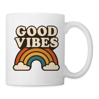 Retro Regenbogen Positive Energie - Tasse - Weiß - Rechts