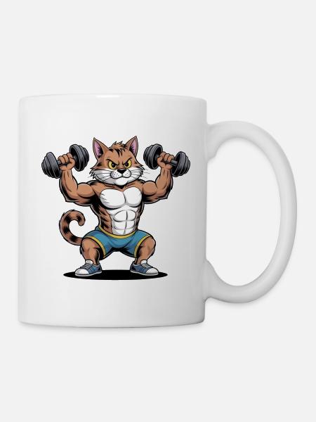 Katzenmuskelkraft Krafttraining - Tasse - Weiß