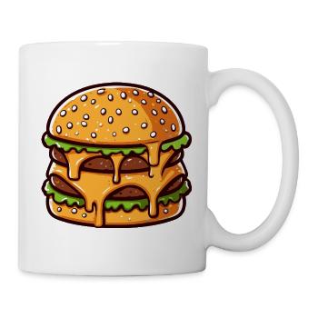 Cartoon Overflowing Double Cheese Burger - Mug - white - Right