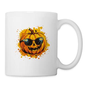 Kürbis mit Sonnenbrillen Grinser - Tasse - Weiß - Rechts