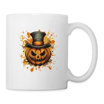 Citrouille avec chapeau haut de forme Halloween - Mug blanc - blanc - Droite
