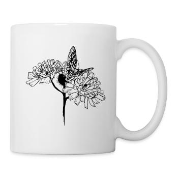 Papillon sur fleurs - Mug blanc - blanc - Droite