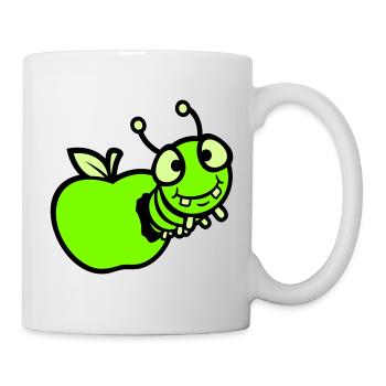Chenille peeps trou de pomme bande dessinée drôle mignon mignon mignon - Mug blanc - blanc - Droite