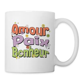 Amour Paix Bonheur Pop Pastel - Mug blanc - blanc - Droite