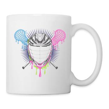 Lacrosse Helmet with Crossed Sticks In Blue - Mug - white - Right