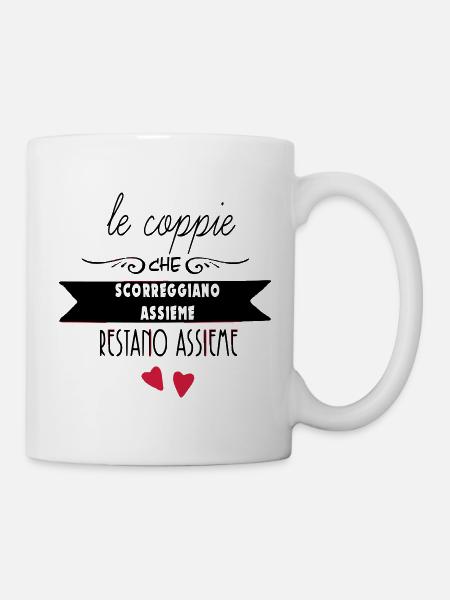 Hearts suspended in silhouette - Mug - white