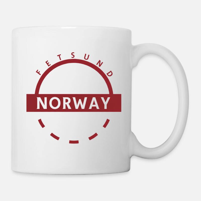 Norwegen Rundes Emblem mit Ländername - Tasse - Weiß