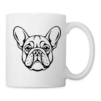Bulldogge schwarz Hunde T-shirt Geschenk - Tasse - Weiß - Rechts