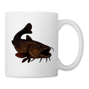 Wels Illustration für Angler und Naturfreunde - Tasse - Weiß - Rechts