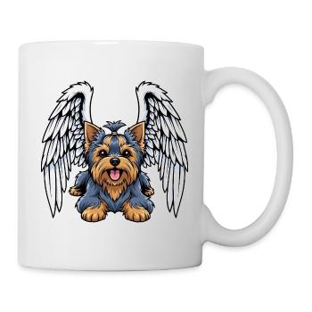 Mignon Yorkshire Terrier Angel Cartoon Dog Holder - Mug blanc - blanc - Droite
