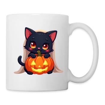 Halloween Cat with Halloween Pumpkin - Mug - white - Right