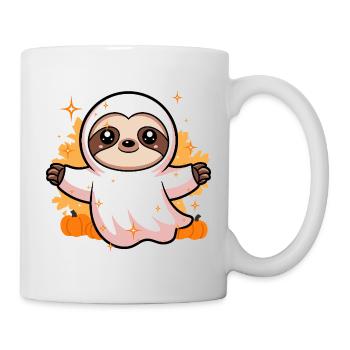 Cute Sloth Ghost Costume with Pumpkins - Mug - white - Right