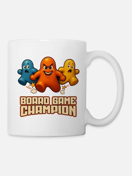 Brettspiel Champion – Lustige Spielfiguren - Tasse - Weiß