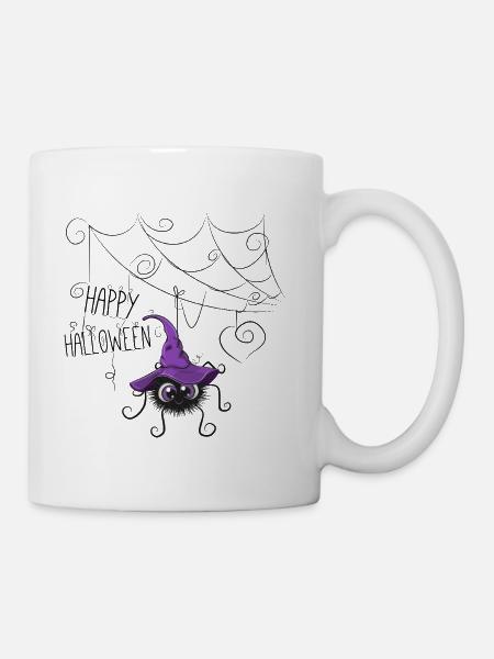 Lila Hexe Spinne Halloween - Tasse - Weiß