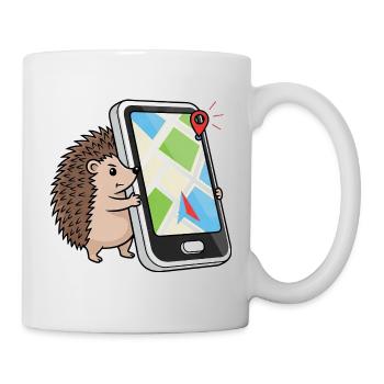 Funny Hedgehog Smartphone GPS City Planner Geocaching - Mug - white - Right