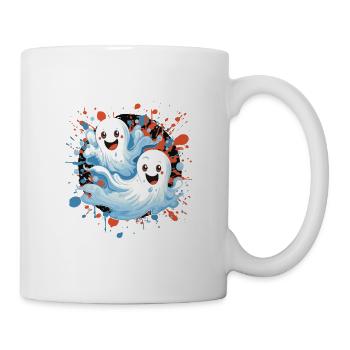 Fantômes joyeux dans une pluie de couleurs - Mug blanc - blanc - Droite