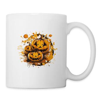 Kürbis-Splatter Halloween Kunst - Tasse - Weiß - Rechts