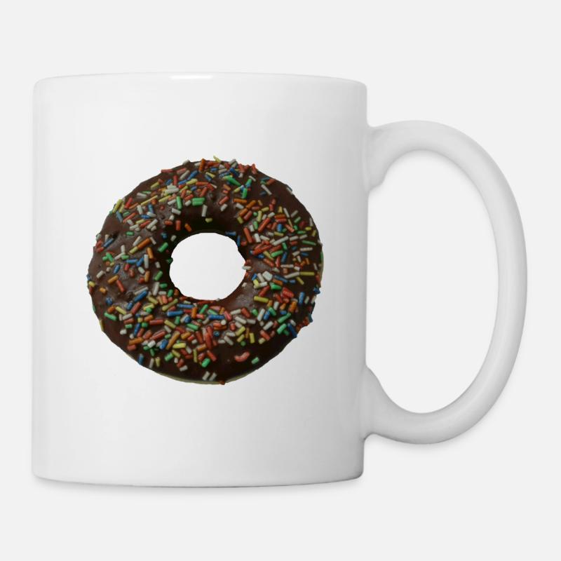 Chocolate donut with colorful sprinkles - Mug - white