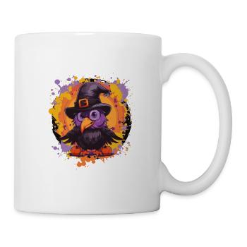 Rabe im Hexenhut Halloween - Tasse - Weiß - Rechts