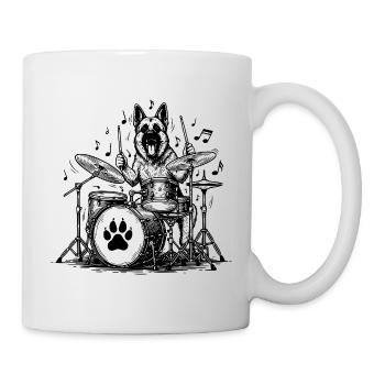Deutscher Schäferhund Trommler Kunst - Tasse - Weiß - Rechts