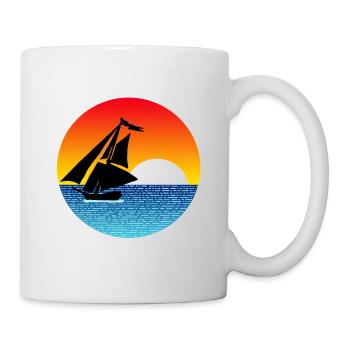 Segelboot bei Sonnenuntergang - Tasse - Weiß - Rechts