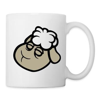 Schaf Gesicht Traurig Müde Erschöpft Schlafend Süß - Tasse - Weiß - Rechts