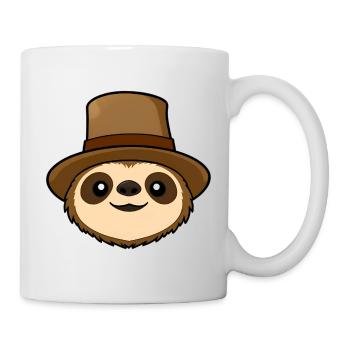Hat-wearing sloth cartoon - Mug - white - Right