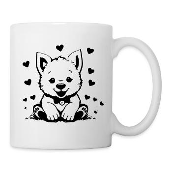 Hund T-shirt Hundebaby Hundewelpe Kinder Geschenk  - Tasse - Weiß - Rechts